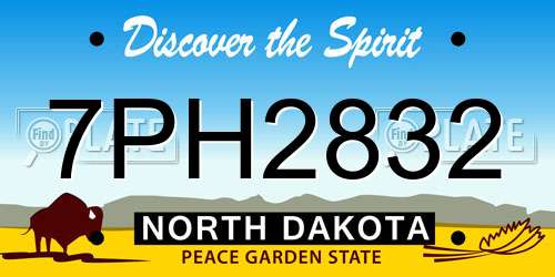 7PH2832 North Dakota License Plate