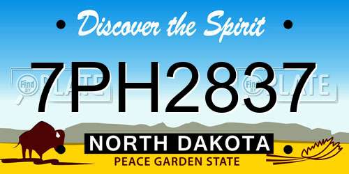 7PH2837 North Dakota License Plate
