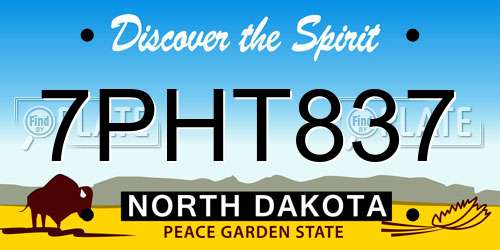7PHT837 North Dakota License Plate