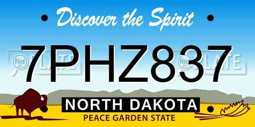 7PHZ837 North Dakota License Plate