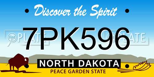 7PK596 North Dakota License Plate