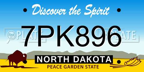7PK896 North Dakota License Plate