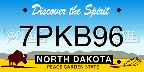 7PKB96 North Dakota License Plate