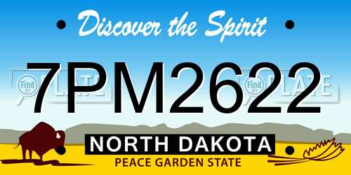 7PM2622 North Dakota License Plate