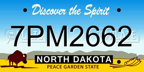 7PM2662 North Dakota License Plate