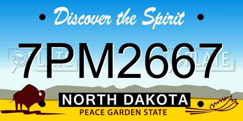 7PM2667 North Dakota License Plate