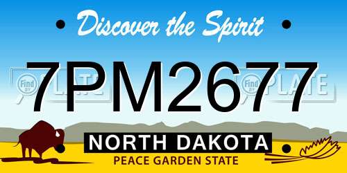7PM2677 North Dakota License Plate