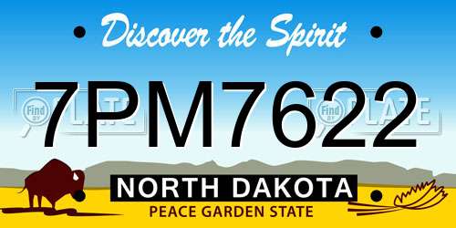 7PM7622 North Dakota License Plate