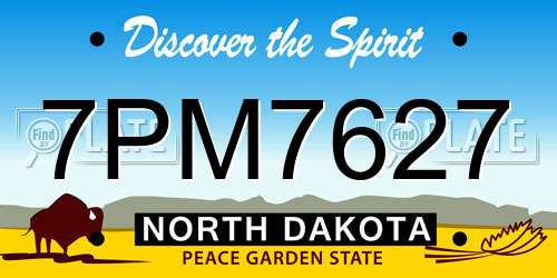 7PM7627 North Dakota License Plate