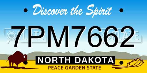 7PM7662 North Dakota License Plate