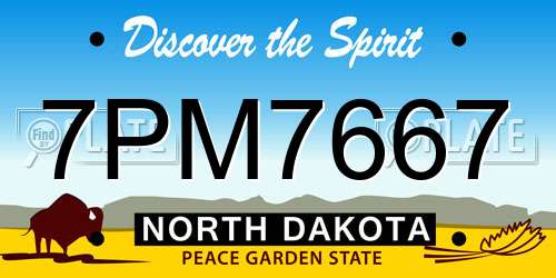 7PM7667 North Dakota License Plate