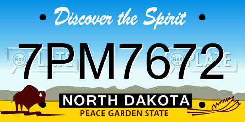 7PM7672 North Dakota License Plate