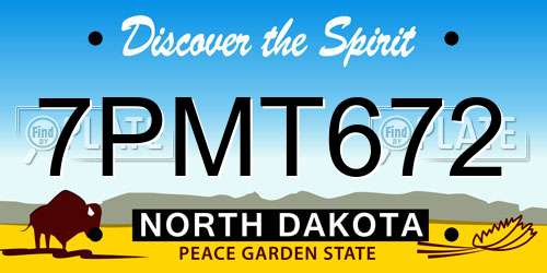 7PMT672 North Dakota License Plate