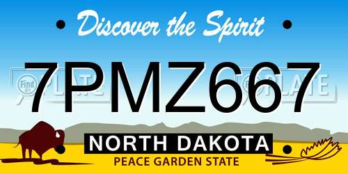 7PMZ667 North Dakota License Plate