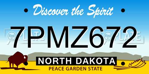 7PMZ672 North Dakota License Plate