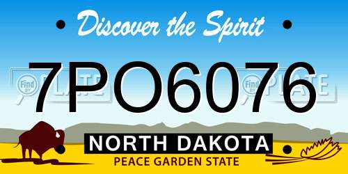 7PO6076 North Dakota License Plate