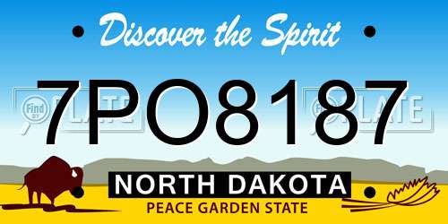 7PO8187 North Dakota License Plate