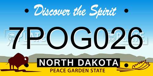 7POG026 North Dakota License Plate