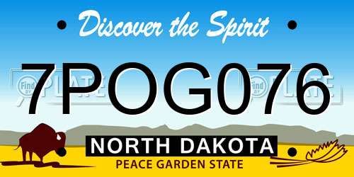 7POG076 North Dakota License Plate