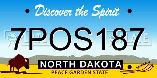 7POS187 North Dakota License Plate