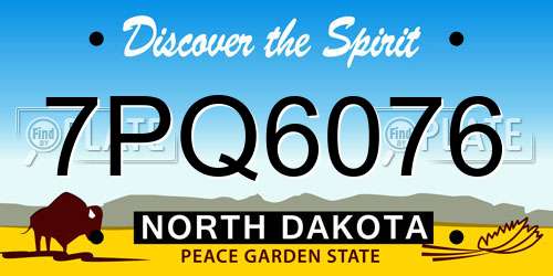 7PQ6076 North Dakota License Plate