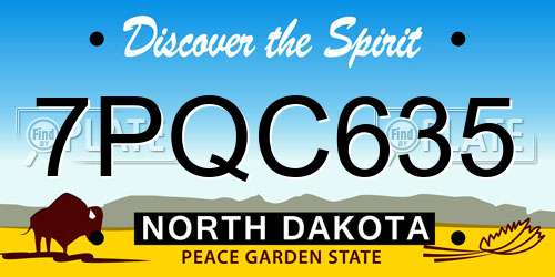 7PQC635 North Dakota License Plate