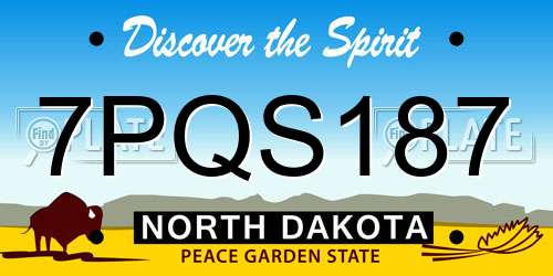 7PQS187 North Dakota License Plate