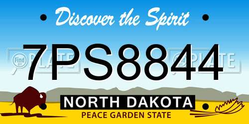 7PS8844 North Dakota License Plate