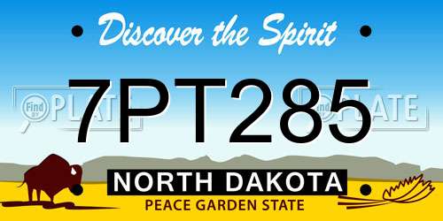 7PT285 North Dakota License Plate