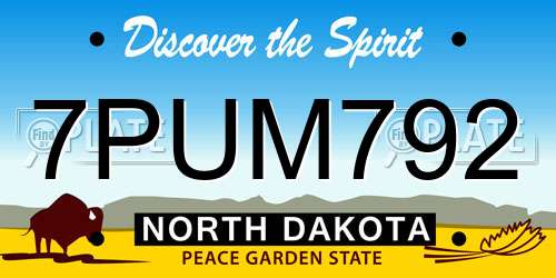 7PUM792 North Dakota License Plate