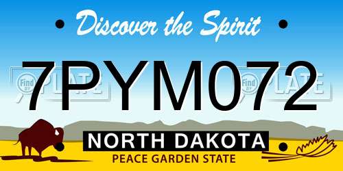 7PYM072 North Dakota License Plate