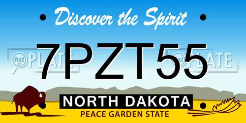 7PZT55 North Dakota License Plate