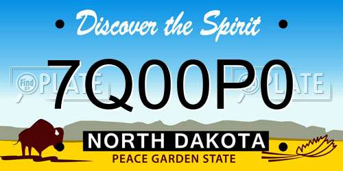 7Q00P0 North Dakota License Plate