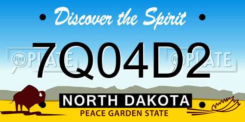7Q04D2 North Dakota License Plate