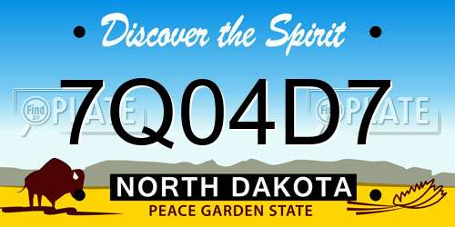 7Q04D7 North Dakota License Plate
