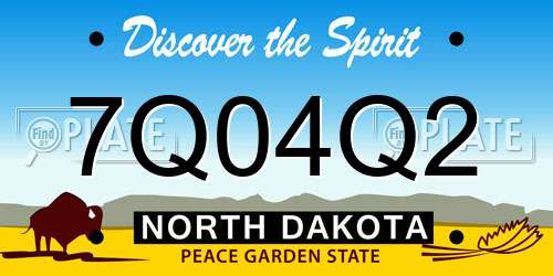 7Q04Q2 North Dakota License Plate