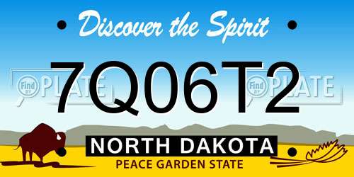 7Q06T2 North Dakota License Plate