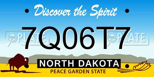 7Q06T7 North Dakota License Plate