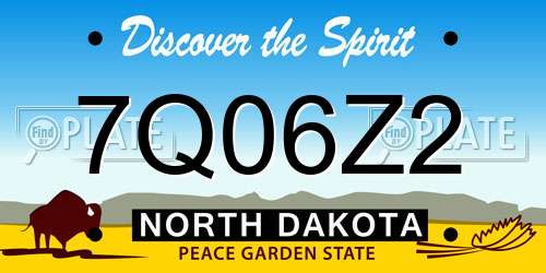 7Q06Z2 North Dakota License Plate