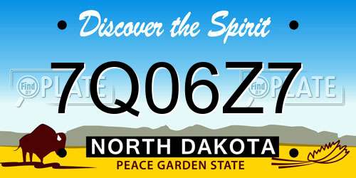7Q06Z7 North Dakota License Plate