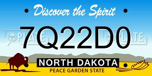 7Q22D0 North Dakota License Plate
