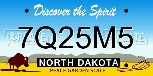 7Q25M5 North Dakota License Plate