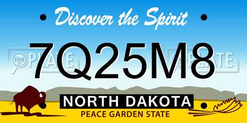 7Q25M8 North Dakota License Plate