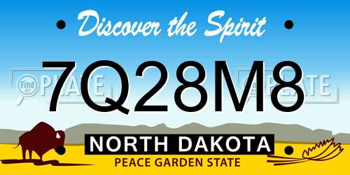 7Q28M8 North Dakota License Plate