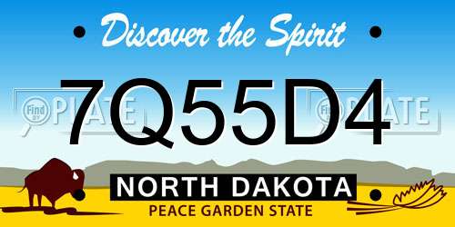 7Q55D4 North Dakota License Plate