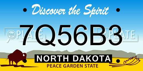 7Q56B3 North Dakota License Plate