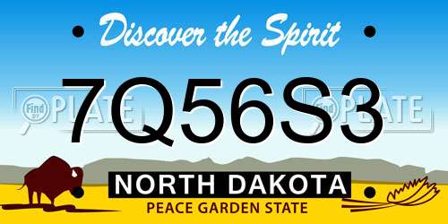 7Q56S3 North Dakota License Plate