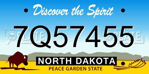 7Q57455 North Dakota License Plate