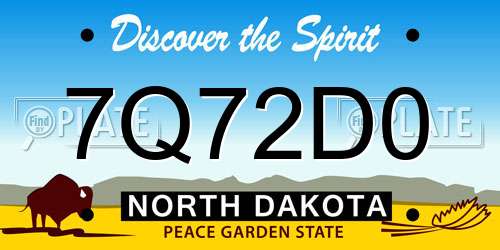 7Q72D0 North Dakota License Plate