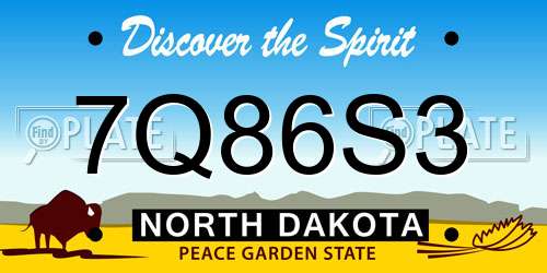 7Q86S3 North Dakota License Plate